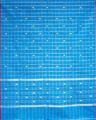 Sky Blue & Purple Border Chettinad Cotton Saree