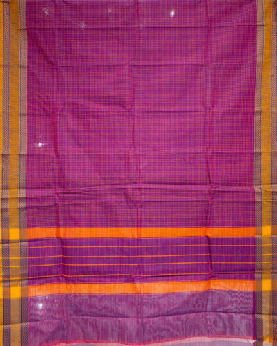 Magenta Checks Chettinadu Cotton Saree