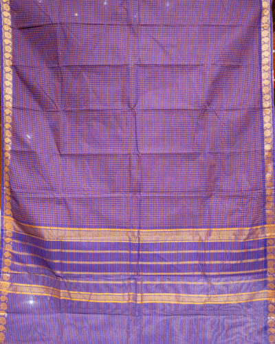 Purple Checks Chettinadu Cotton Saree