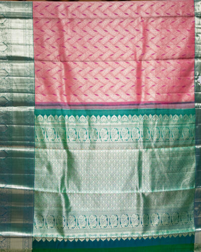 Rosy Lotus Green Pure Kanchipuram Silk Saree