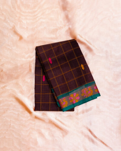 Dark Maroon Chettinadu Cotton Saree