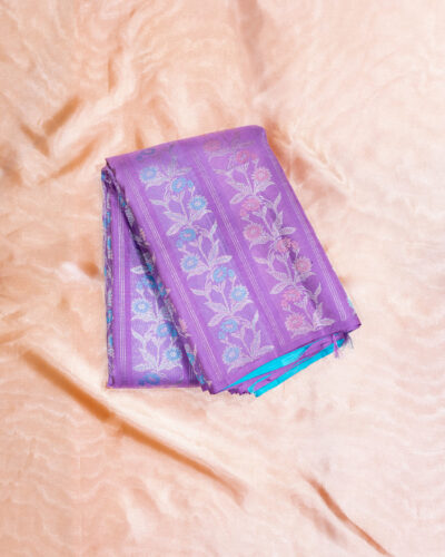 Rose-pink Kanchipuram saree