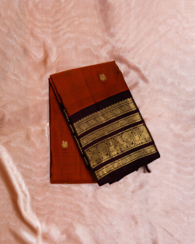 Rust Orange Kanchipuram Silk Saree