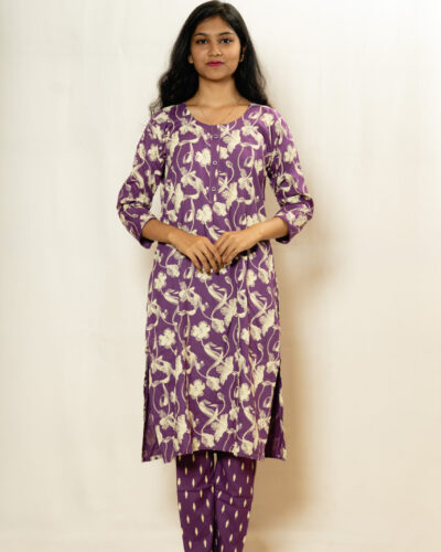 Purple Floral Printed Kurti