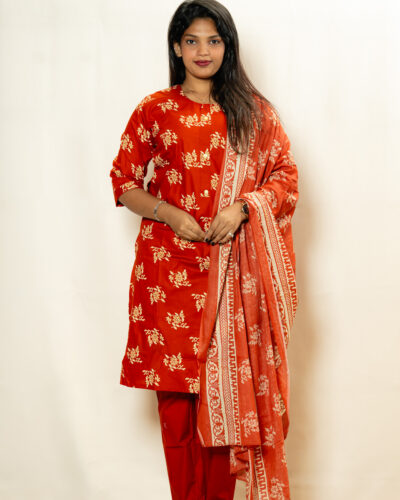 Orange color Kurti Set