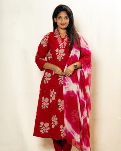 Crimson Red Kurti Set