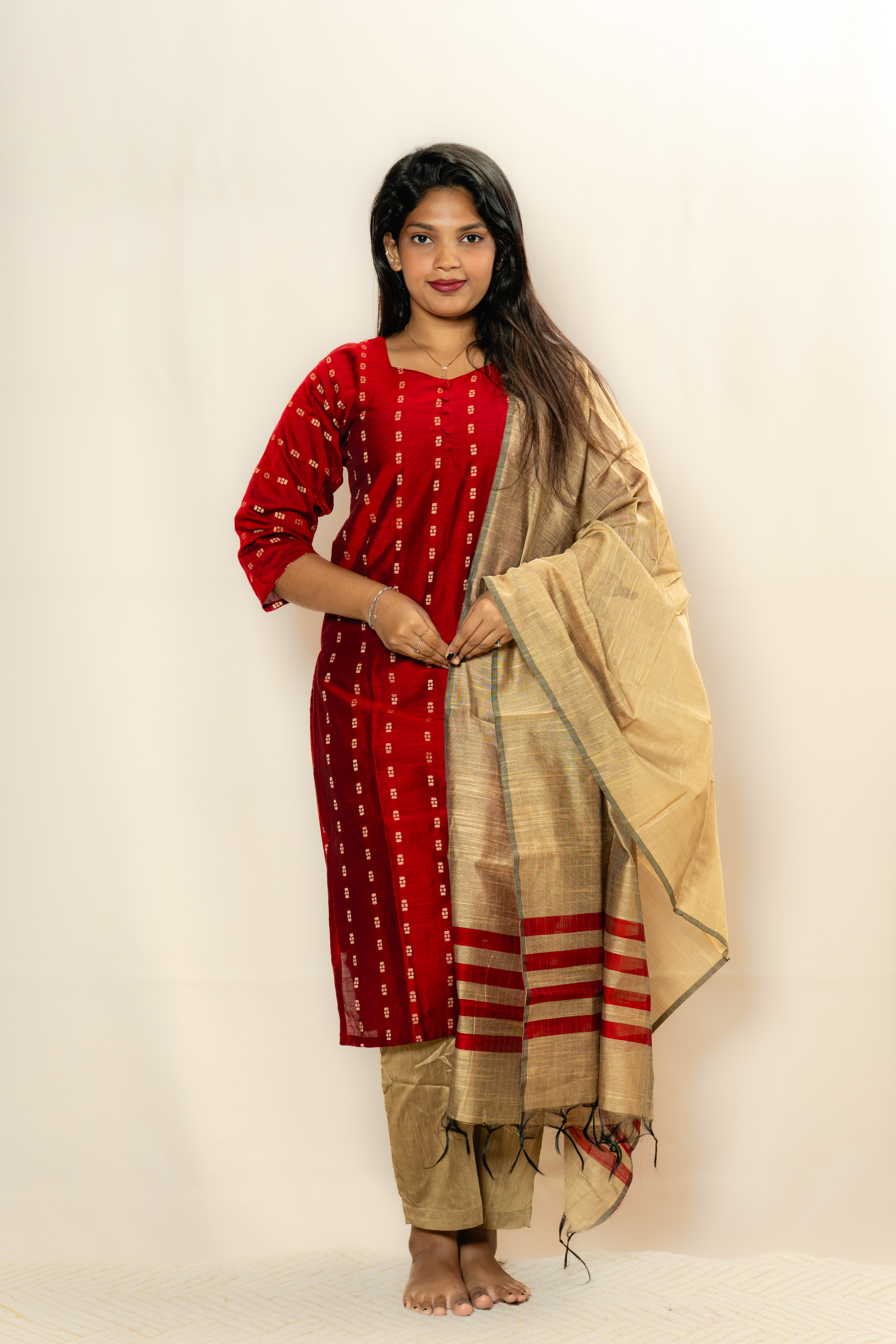 Crimson Red Chudidhar Set