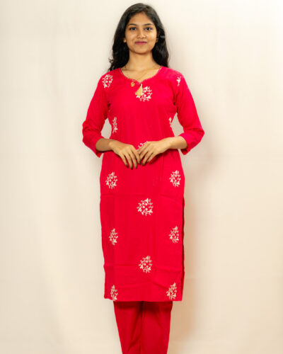 Magenta Floral Kurti Set
