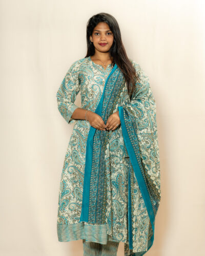 Sky Blue Printed Kurti Set