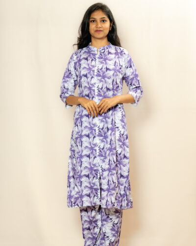 Lavender Bloom Printed Kurta Set