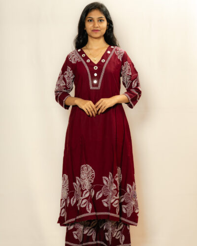 Crimson Vine Printed Kurta Set