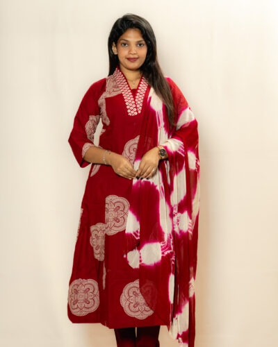 Crimson Red Kurti Set