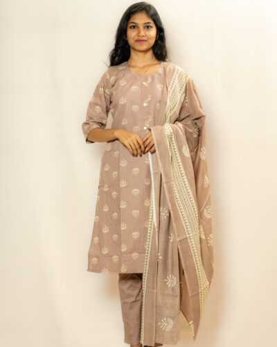 Taupe Printed Kurti Set