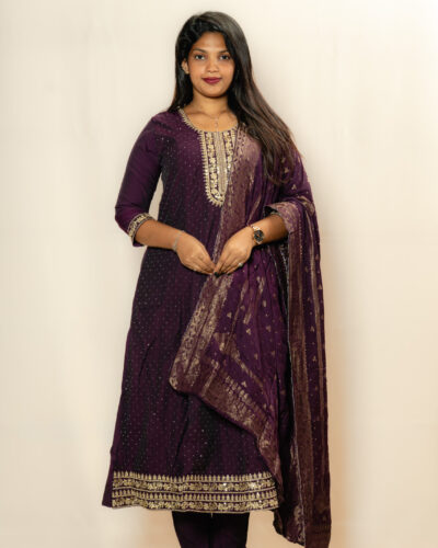 Grape Embroidered Chudidhar Set