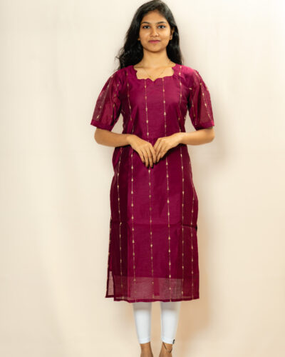 Magenta Foil Stripe Kurti