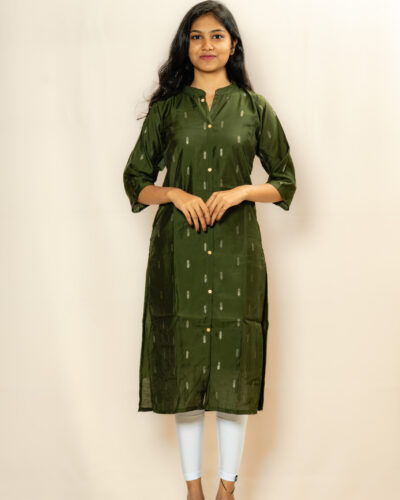 Olive Green Foil Print Kurti