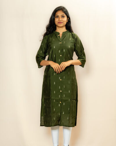 Olive Green Foil Print Kurti